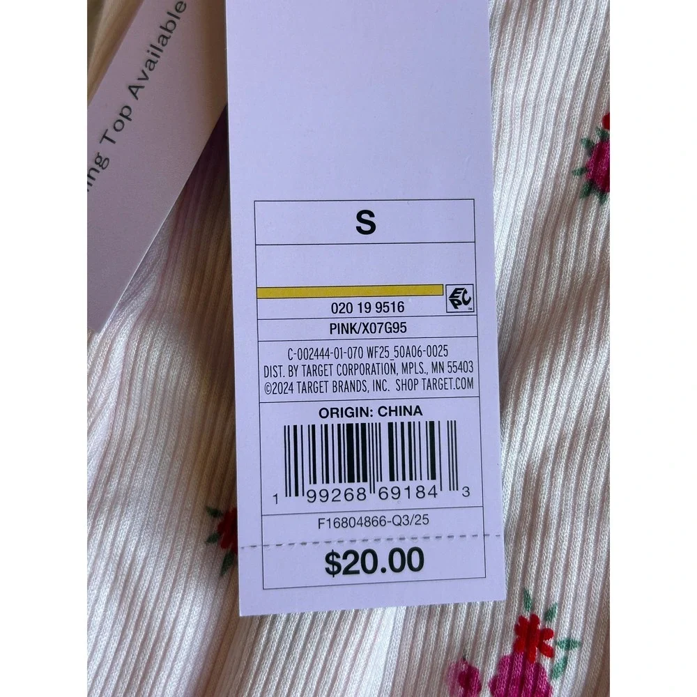 Wild Fable Womens Pink Floral Ribbed Pajama Pants Wide Leg Sleepwear Small New
